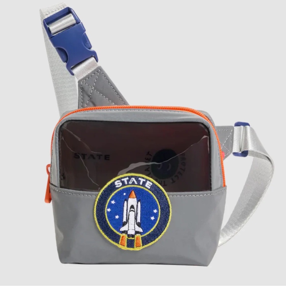 STATE Gray Belt Bag with Rocket Patch